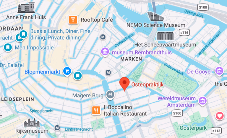 kaart osteopaat amsterdam centrum
