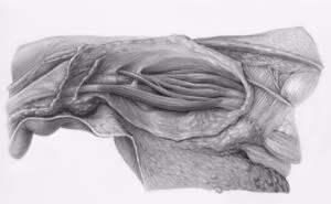 Anatomische tekening van nekspieren